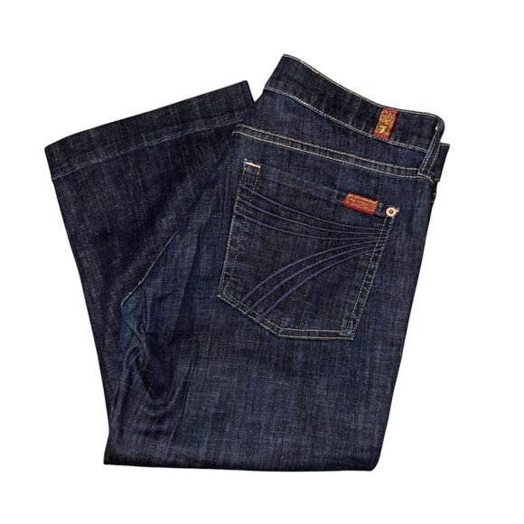 7 For All Mankind Denim - READ 7 For All Mankind 7FAM Dojo Womens Crop Jeans 30 20 Dark Wash Embroidered